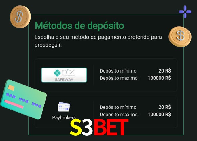 O cassino S3Bet oferece uma grande variedade de métodos de pagamento